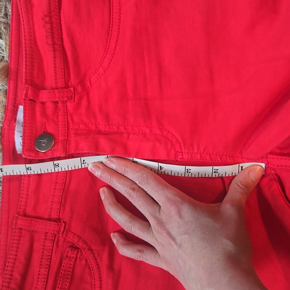 Calvin Klein Red Pants with Zipper Detail - Picture 5 of 16